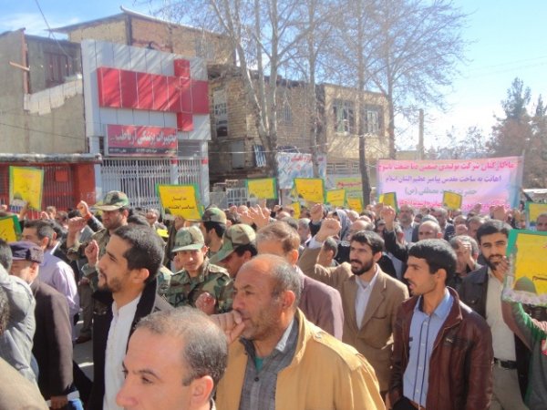 حضور پر شور نمازگزاران یاسوجی در راهپیمایی علیه هتاکان به پیامبر خاتم