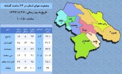 آمار بارش باران در طی 24 ساعت گذشته در کهگیلویه وبویراحمد/